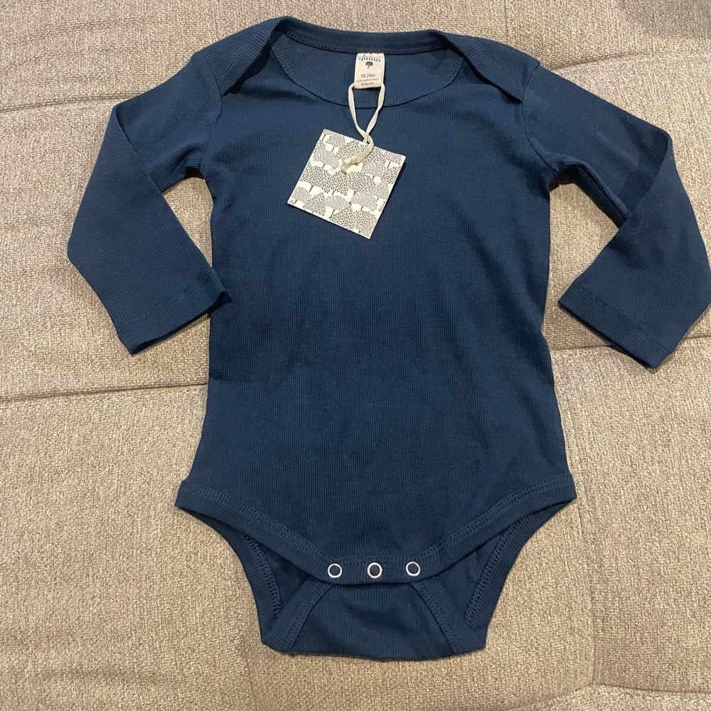 NWT Kate Quinn Ribbed Navy Long Sleeve Onesie Bodysuit